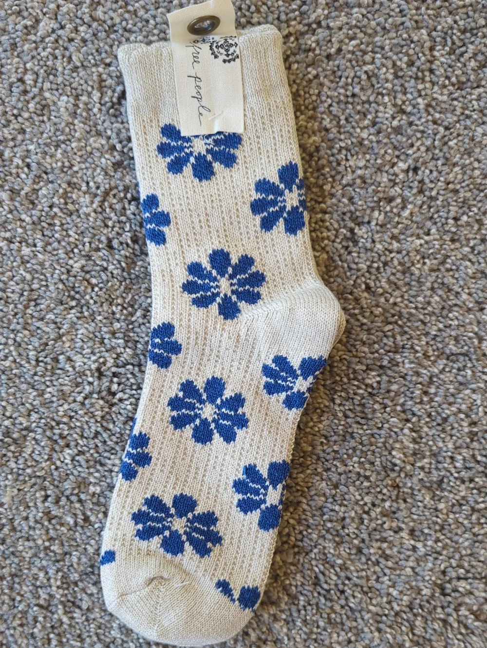 Free People Bloom Socks - Blue Flower LAST ONE